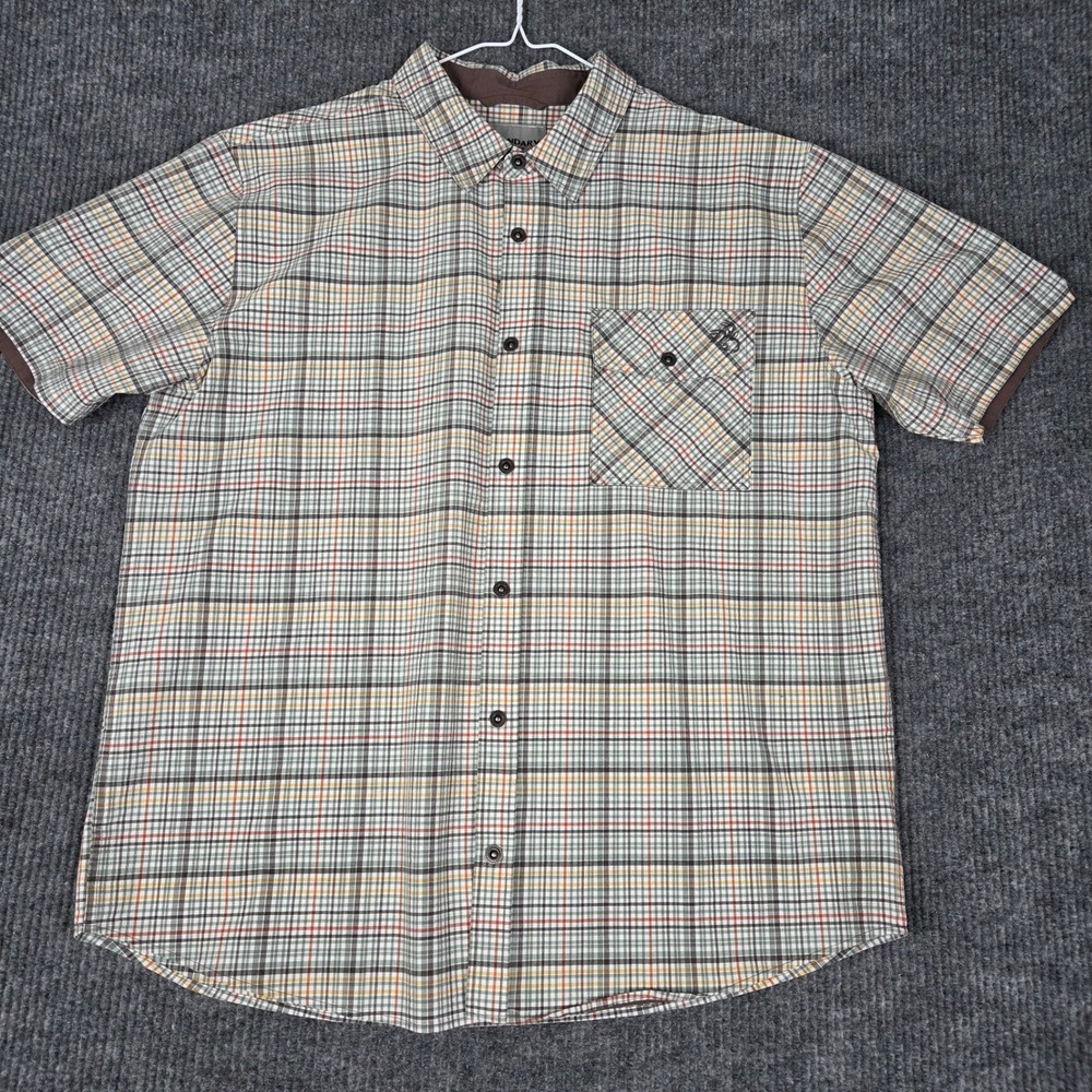 Legendary Outdoors Mens XL Plaid Snap Front Short Sleeve Shirt Casual Stretch
